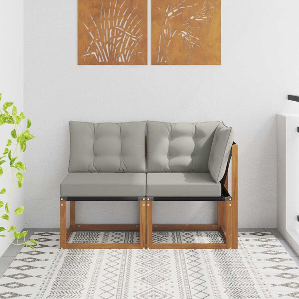 vidaXL Vanjski srednji i kutni kauč s jastukom 2 Komad Prirodna