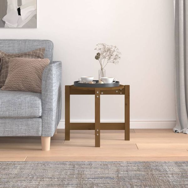 vidaXL Stolić za kavu boja meda &Oslash; 52,5x45 cm od masivne borovine