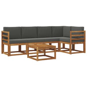 vidaXL Set vanjskih sofa s jastukom 6 pcs Prirodna i antracit