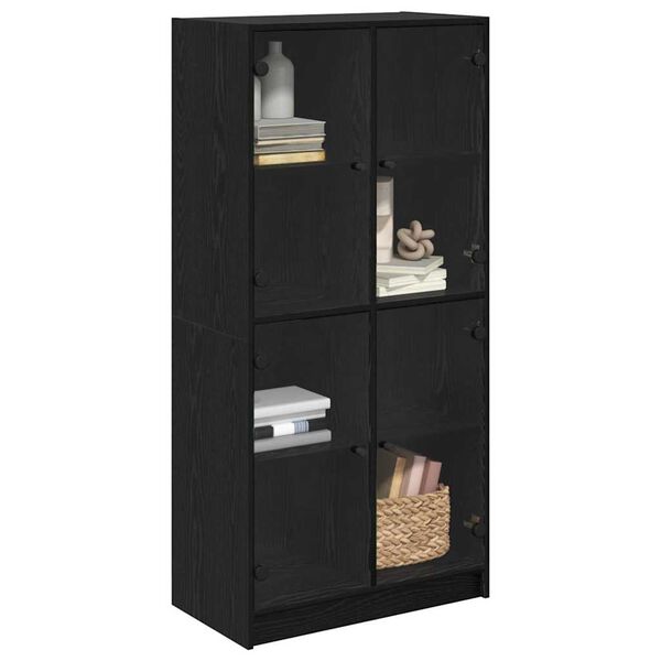 vidaXL Highboard Crni hrast 68 x 37 x 142 cm Konstruirano drvo