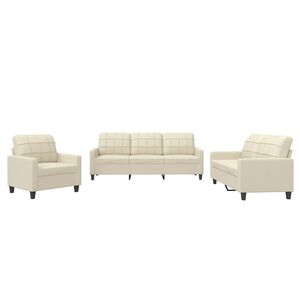 vidaXL 3-dijelni set sofa s jastucima krem od umjetne kože