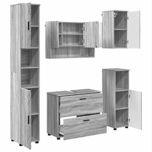 vidaXL Set namje&scaron;taja za kupaonicu 5 kom. Siva Sonoma 35 x 30 x 192 cm