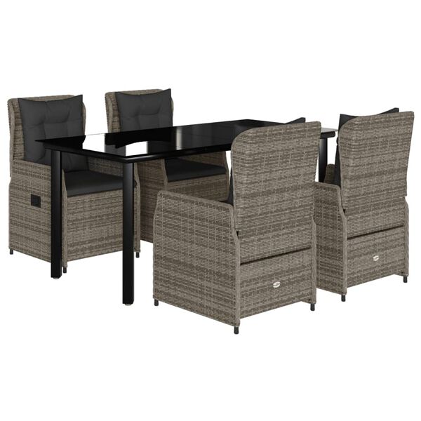 vidaXL 5-dijelni vrtni blagovaonski set sivi od poliratana