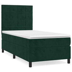 vidaXL Box spring krevet s madracem tamnozeleni 80 x 200 cm bar&scaron;unasti