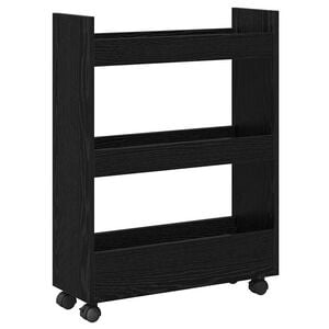 vidaXL Uska kolica za pohranu Crni hrast 60 x 22 x 80 cm
