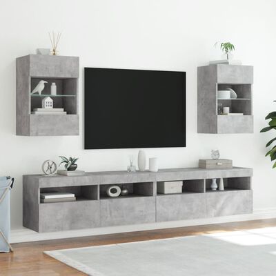 vidaXL Zidni TV ormarići LED 2 kom boja betona 40x30x60,5 cm