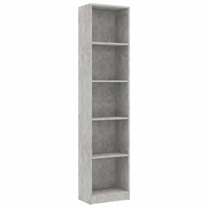 vidaXL Ormarić za knjige s 5 razina boja betona 40x24x175 cm drveni
