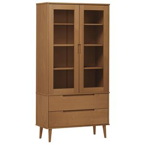 vidaXL Vitrina MOLDE smeđa 90 x 35 x 175 cm od masivne borovine