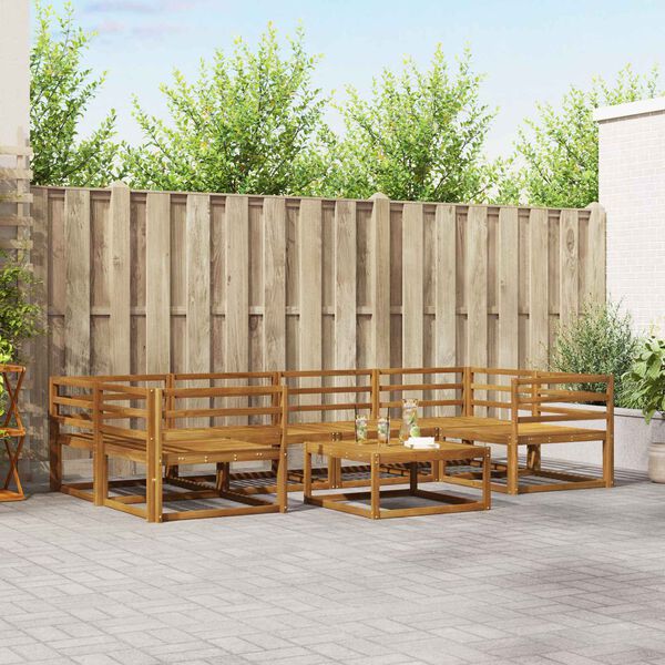 vidaXL Set vanjskih sofa 7 pcs Prirodna Čvrsto drvo akacije