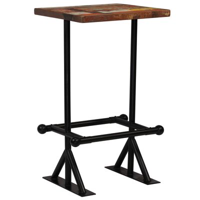 vidaXL Barski stol od masivnog obnovljenog drva 60 x 60 x 107 cm višebojni