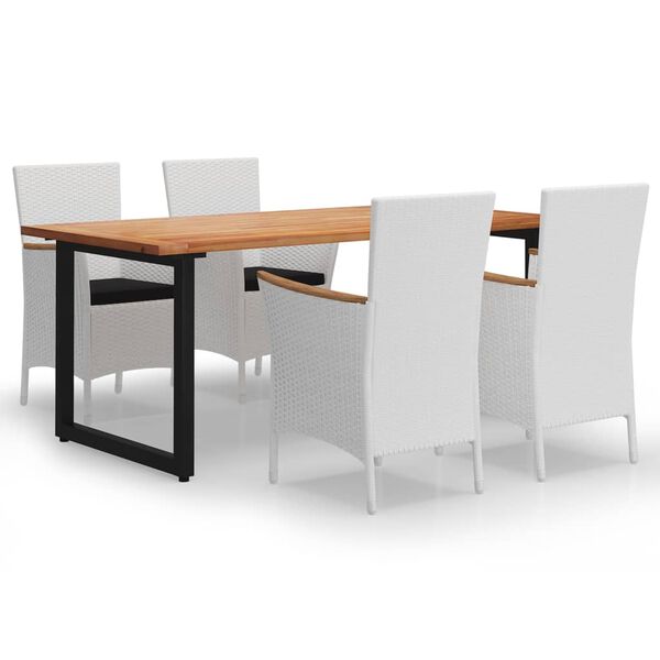 vidaXL 5-dijelni vrtni blagovaonski set s jastucima poliratan bijeli