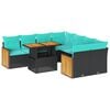 vidaXL 9-dijelni set vrtnih sofa s jastucima crni od poliratana bagrem