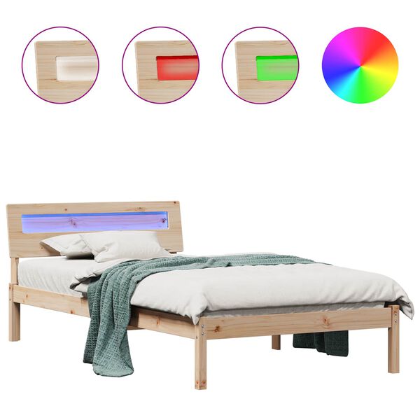 vidaXL Krevetna konstrukcija Smeđa 75 x 190 cm Čvrsto borovo drvo