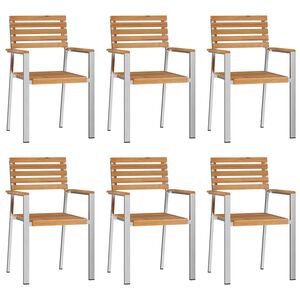 vidaXL Vrtnastolica 6 pcs Smeđa 56x54,5x87cm Čvrsta teak drvo