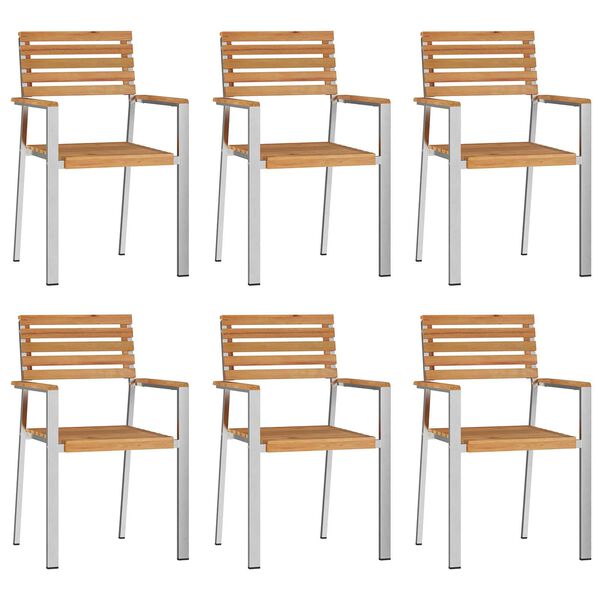 vidaXL Vrtnastolica 6 pcs Smeđa 56x54,5x87cm Čvrsta teak drvo