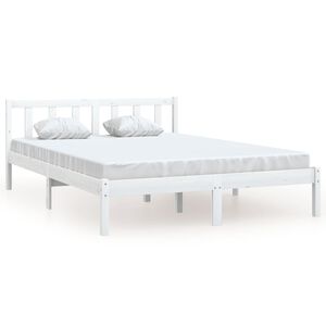 vidaXL Okvir za krevet od masivne borovine bijeli 140 x 200 cm