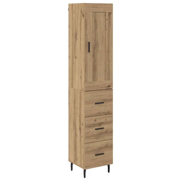 vidaXL Highboard Umjetnički hrast 34,5 x 34 x 180 cm Konstruirano drvo
