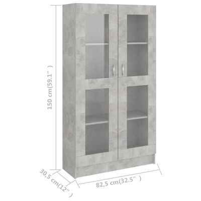 vidaXL Vitrina siva boja betona 82,5 x 30,5 x 150 cm konstruirano drvo