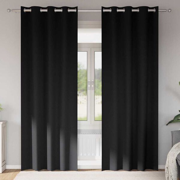 vidaXL Zavjese za blackout s prstenovima 2 pcs Crna 260 x 140 cm