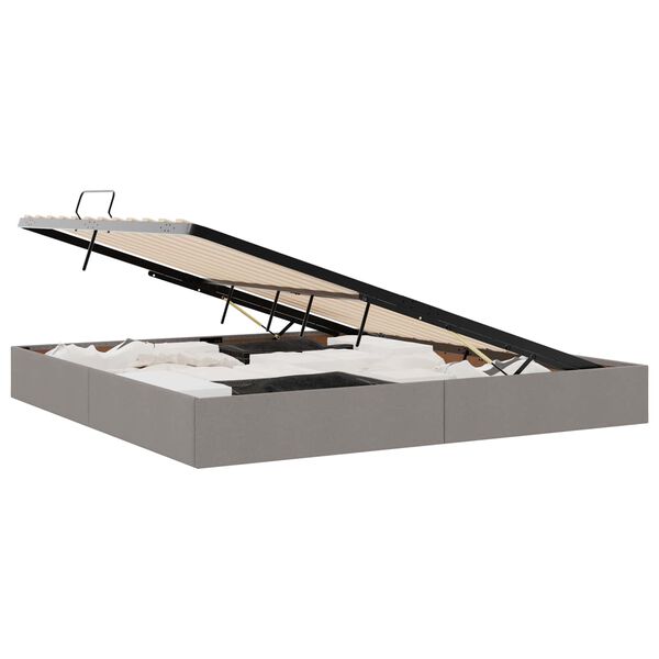 vidaXL Krevet s od storage s madracem Sivo-smeđa 200 x 200 cm tkanina