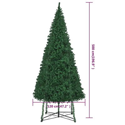 vidaXL Umjetno božićno drvce sa stalkom 500 cm zeleno