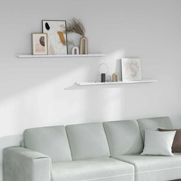 vidaXL Polica na zidu s policom 2 pcs Bijeli mramor 115 x 9 x 3 cm