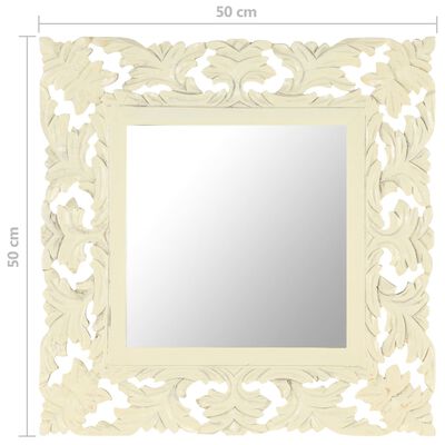 vidaXL Ručno izrezbareno ogledalo bijelo 50 x 50 cm masivno drvo manga