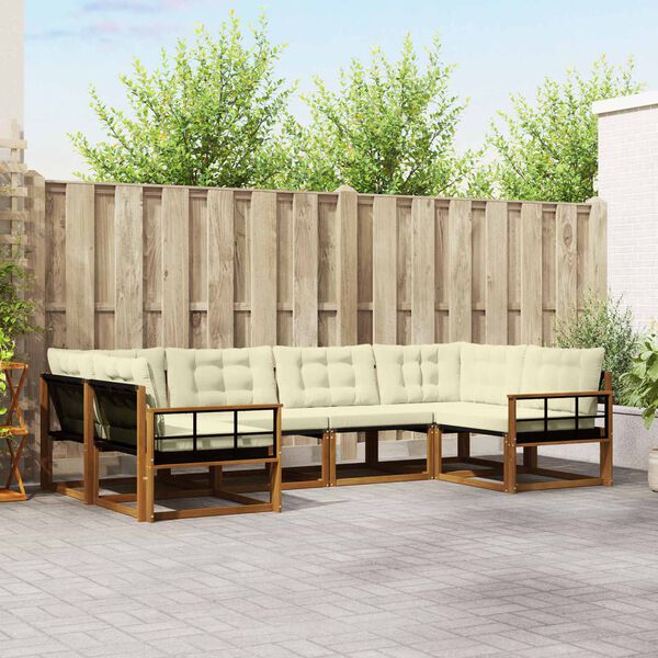 vidaXL Set vanjskih sofa s jastukom 6 pcs Prirodna i krem