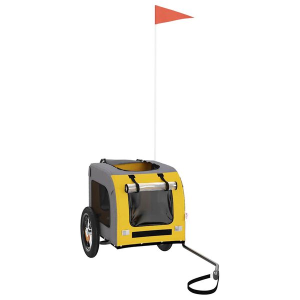 vidaXL Prikolica za bicikl za ljubimce žuto-siva od tkanine i željeza