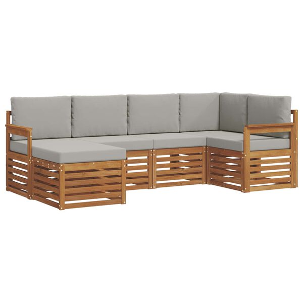 vidaXL Setovi sofa 6 pcs Prirodna i svijetlo siva Čvrsto drvo akacije