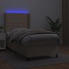 vidaXL Krevet box spring madrac LED cappuccino 90x190cm umjetna koža
