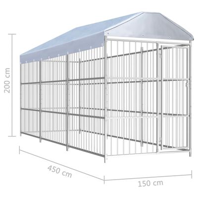 vidaXL Vanjski kavez za pse s krovom 450 x 150 x 200 cm