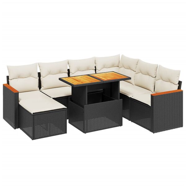 vidaXL 8-dijelni set vrtnih sofa od poliratana s jastucima crni