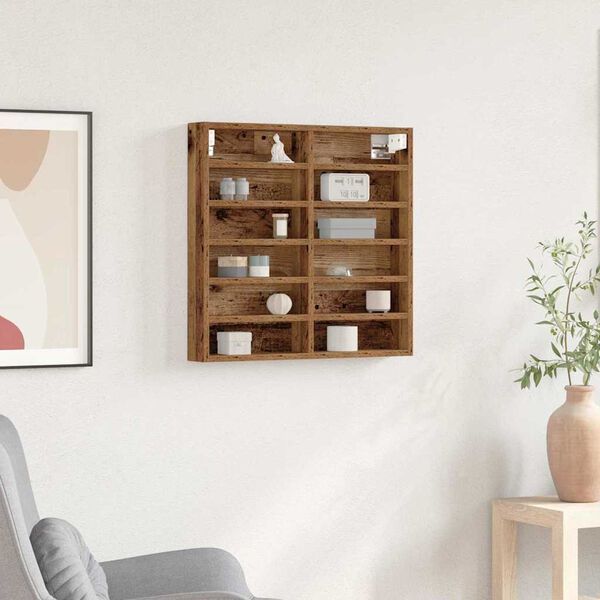 vidaXL Ormar za izlaganje s policom Zidne Staro drvo 60 x 8,5 x 58 cm