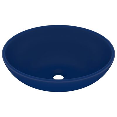 vidaXL Luksuzni ovalni umivaonik mat tamnoplavi 40 x 33 cm keramički
