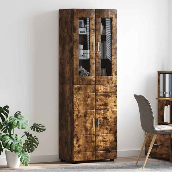 vidaXL Highboard Dimljeni hrast 60 x 35 x 182 cm Konstruirano drvo