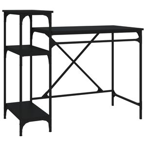 vidaXL Radni stol s policama crni 105x50x90 cm drvo i željezo