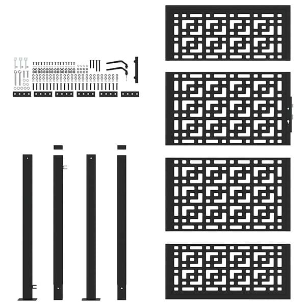 vidaXL Vrtna vrata crna 100x175 cm čelična križna konstrukcija