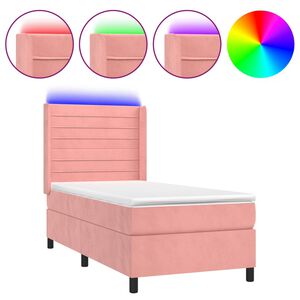 vidaXL Krevet box spring s madracem LED ružičasti 80x200 cm bar&scaron;unasti