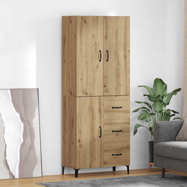 vidaXL Highboard Umjetnički hrast 69,5 x 34 x 180 cm Konstruirano drvo