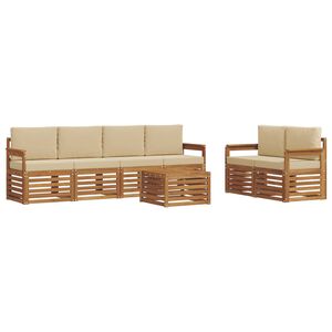 vidaXL Set vanjskih sofa 7 kom. Prirodna i bež Čvrsto drvo akacije