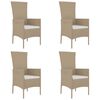 vidaXL Vrtne stolice s jastucima 4 kom od poliratana bež