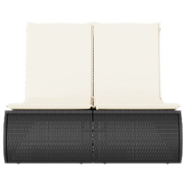 vidaXL Dvostruka ležaljka za sunčanje s jastucima crna od poliratana