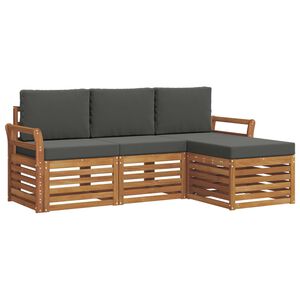 vidaXL Set vanjskih sofa s jastukom 4 pcs Prirodna i antracit