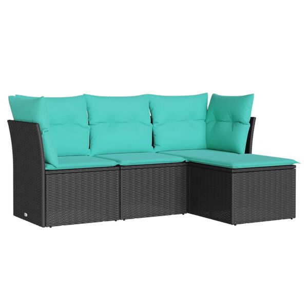 vidaXL 4-dijelni set vrtnih sofa od poliratana s jastucima crni