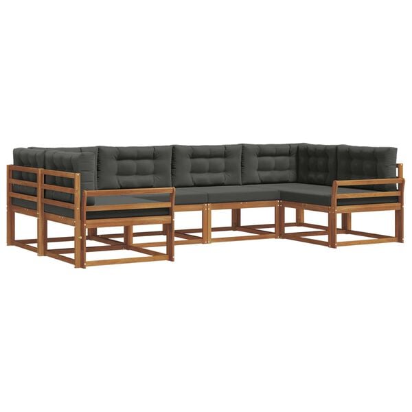 vidaXL Set vanjskih sofa s jastukom 6 pcs Prirodna i antracit