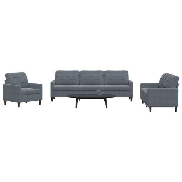 vidaXL 4-dijelni set sofa s jastucima tamnosivi baršunasti