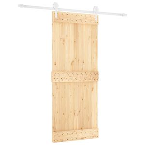 vidaXL Klizna vrata Prirodna i bijela 85 x 210 cm Čvrsta borovina