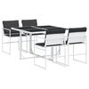 vidaXL 5-dijelni vrtni blagovaonski set s jastucima bijeli tekstilena
