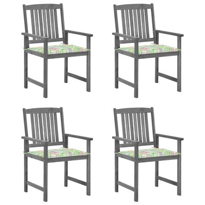 vidaXL Vrtne stolice s jastucima 4 kom sive od masivnog drva bagrema